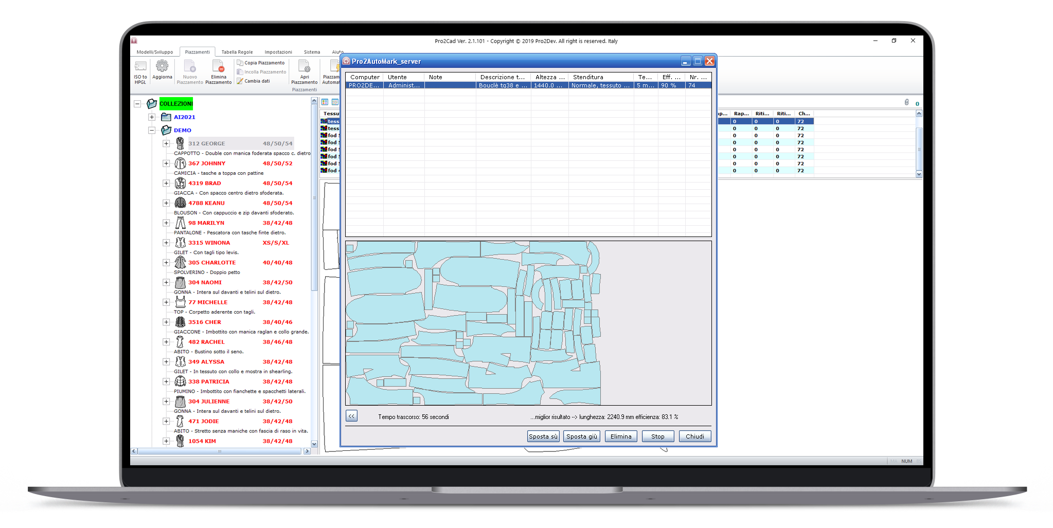 Piazzamento automatico Pro2AutoMark Client